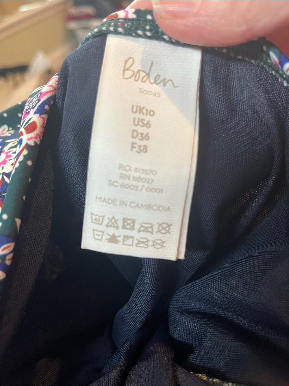 Boden Valencia One Piece Swimsuit. Green, blue, pink paisley. Size 6 - Picture 11 of 12